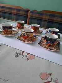 Набір сервіз для кави, китайський стиль, фарфор 6 тарілок, 6 чашок