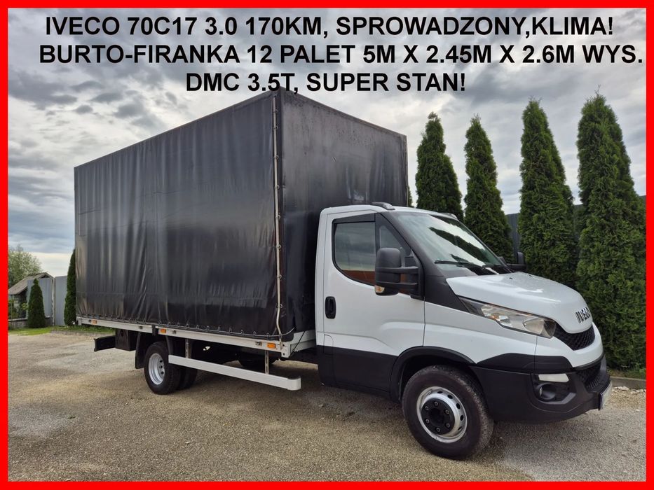 Iveco 70C17 3.0 170KM Skrzyniowy  Burto-Firanka, Dmc 3.5t, Skrzynia 12 palet ,5m, Klima, Sprowadzony,TOP