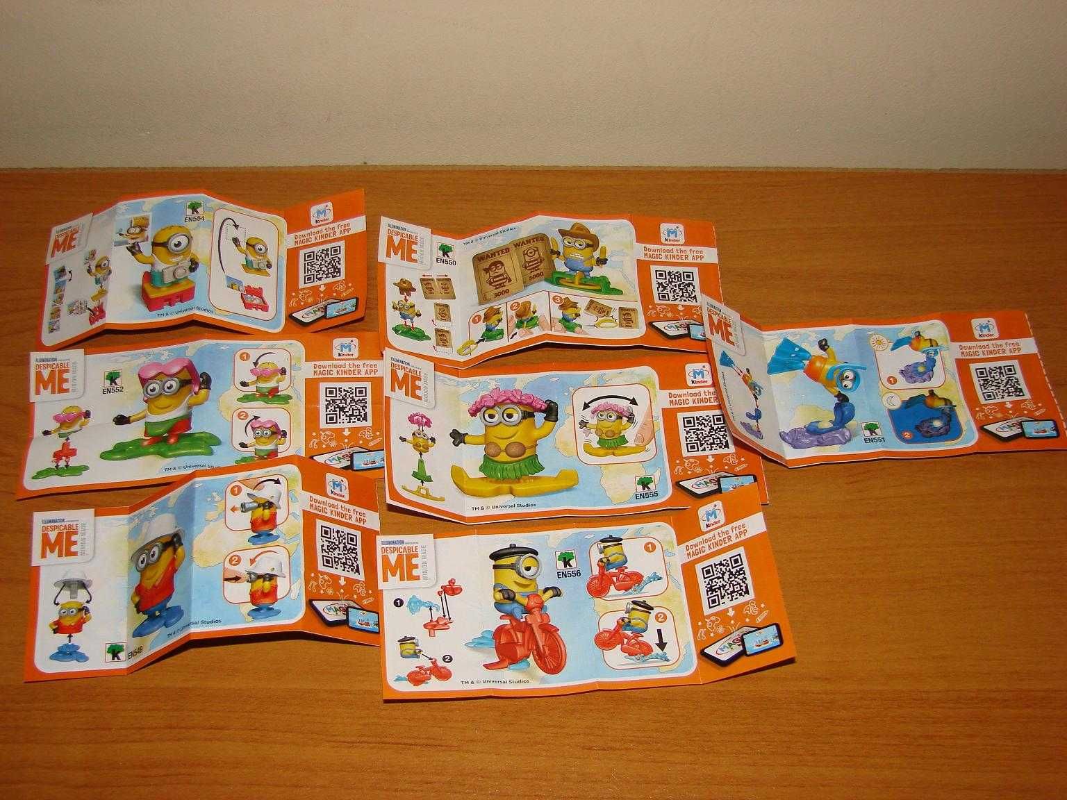 Minionki w podróży kompletna seria + karteczki NOWE figurki kinder