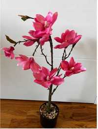 Magnolia Ozdobny Kwiat w doniczce Sztuczny RÓŻOWY