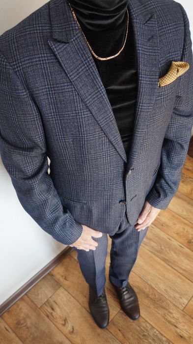 Garnitur Medicine Roz. M Kol. Granatowy Krata Slim Fit