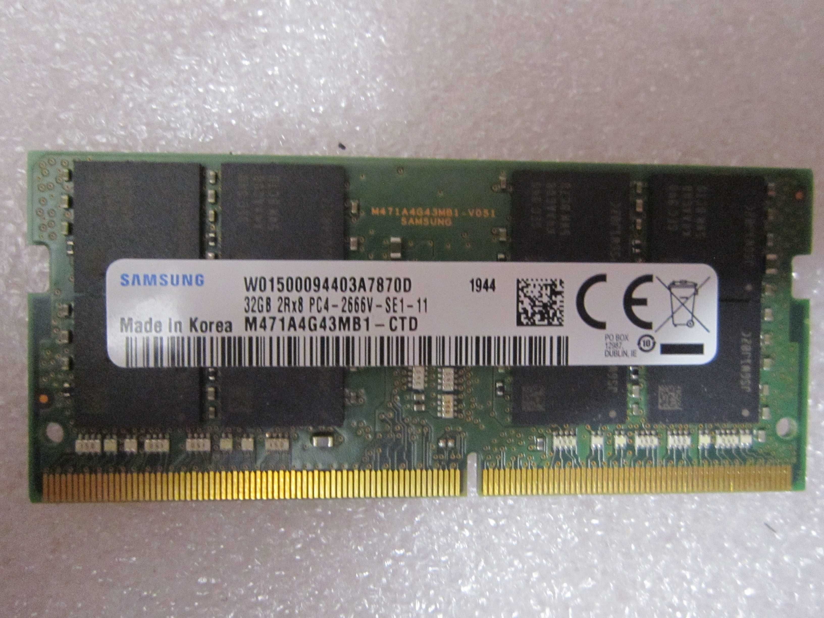 32 GB pamięć ram Laptop Samsung DDR4 PC4-2666V-SE1-11 M471A4G43MB1-CTD