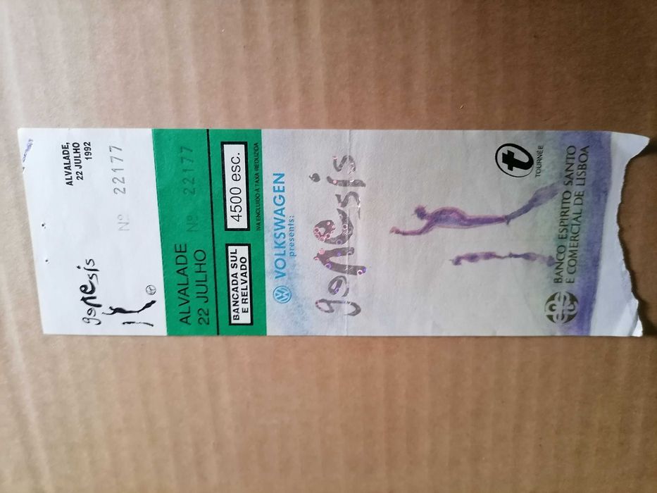 Raridade Bilhete Genesis 1992 em Alvalade 22/7/92
