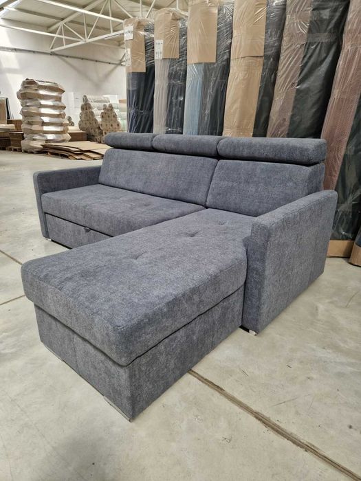 NOWY szary narożnik z funkcją i pojemnikiem KOMPAKTOWY - wyprzedaż 50%