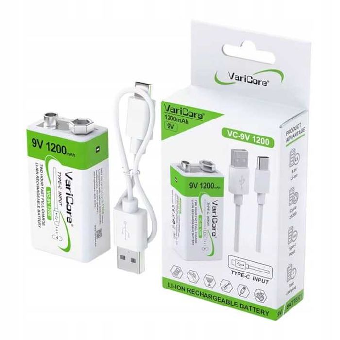 Akumulator bateria ogniwo VariCore 9V USB 9V Li-ion 1200mAh 6F22/6LR61