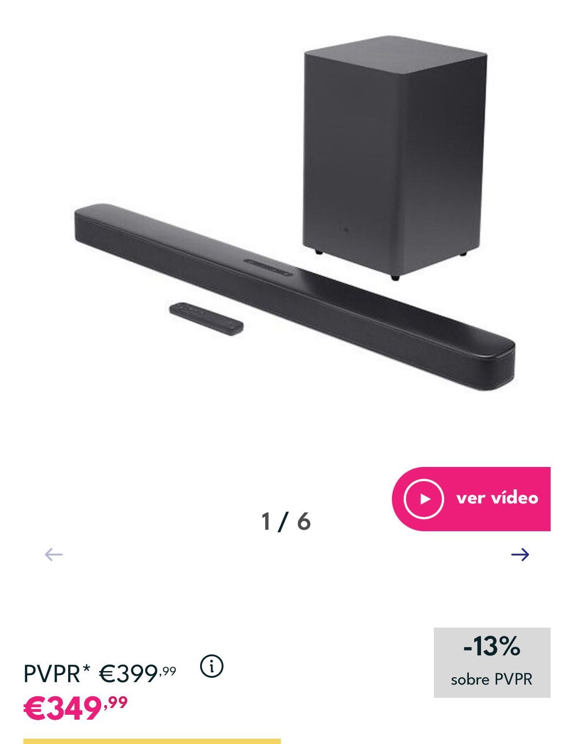 Soundbar JBL BAR 2.1 ( potência 100w )