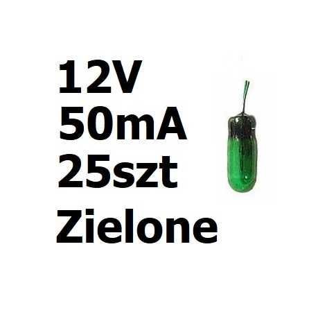 Żarówka miniaturowa zielona 3x7mm 12V 50mA 25szt