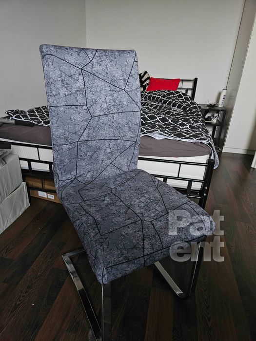 Pokrowce na krzesła elastyczne 6 sztuk wzór szary