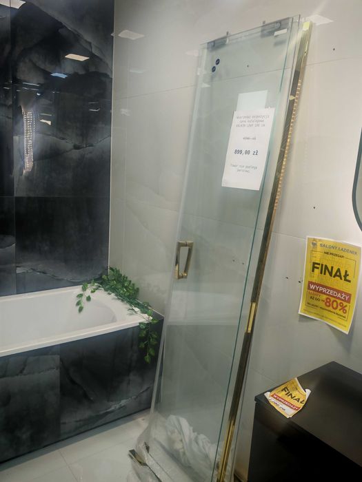 SanSwiss Cadura Walk-In ścianka  100 cm elem przes lewa złoty