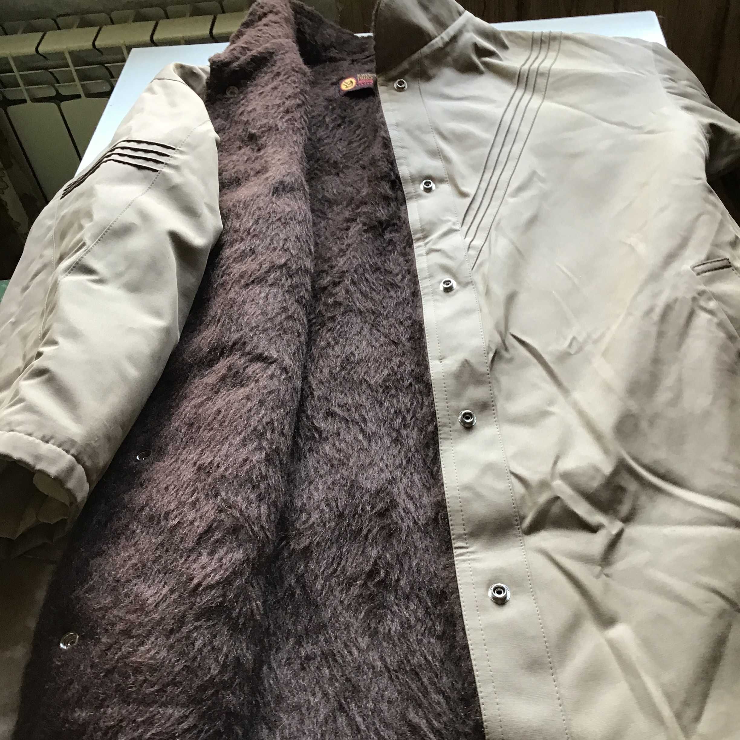пальто куртка синтопон Шуба  коричневая длинная мех искусственный,