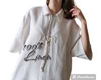 Płócienna lniana koszula vintage plus size oversize 3XL 4XL