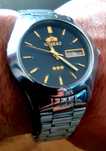 Orient 3 Star Crystal 21 Jewels  automatic czarno złoty Vintage JAPAN