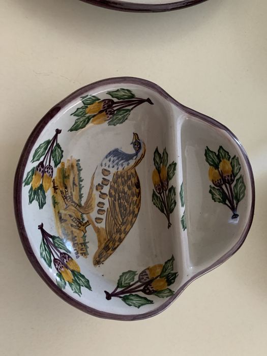 Conjunto de loica de barro pintado