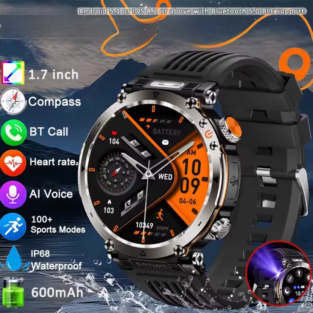 Смарт часы: LIGE HT30. NFC. Compass. 3D-меню.