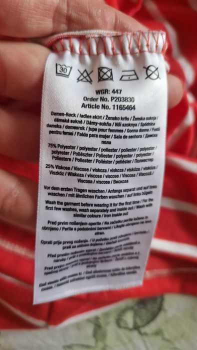 Spódnica w pasy z gumą w pasie z wiskozą L 40