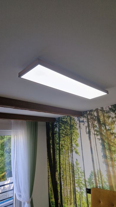 Lampa sufitowa LED, plafon drewniana z pilotem
