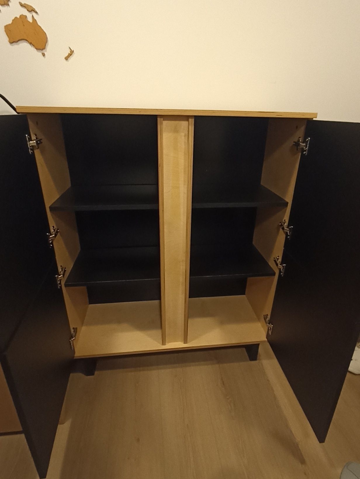 Biurko czarne drewniane loft fornir dębowy