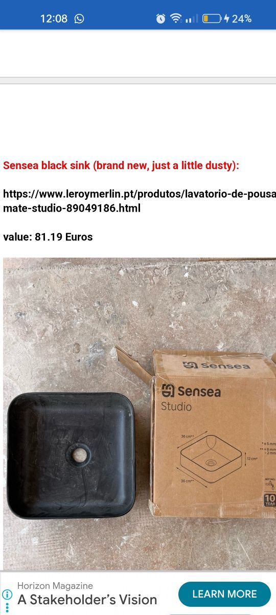 Barra de luz, lavatório, torneira, exaustor, sanita, TUDO NOVO! BARATO