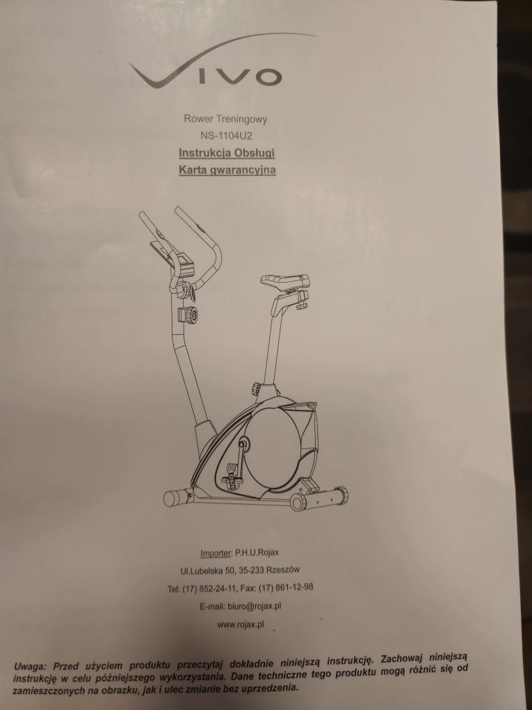 Rower treningowy Vivo NS-1104U2 produkcji Rojax