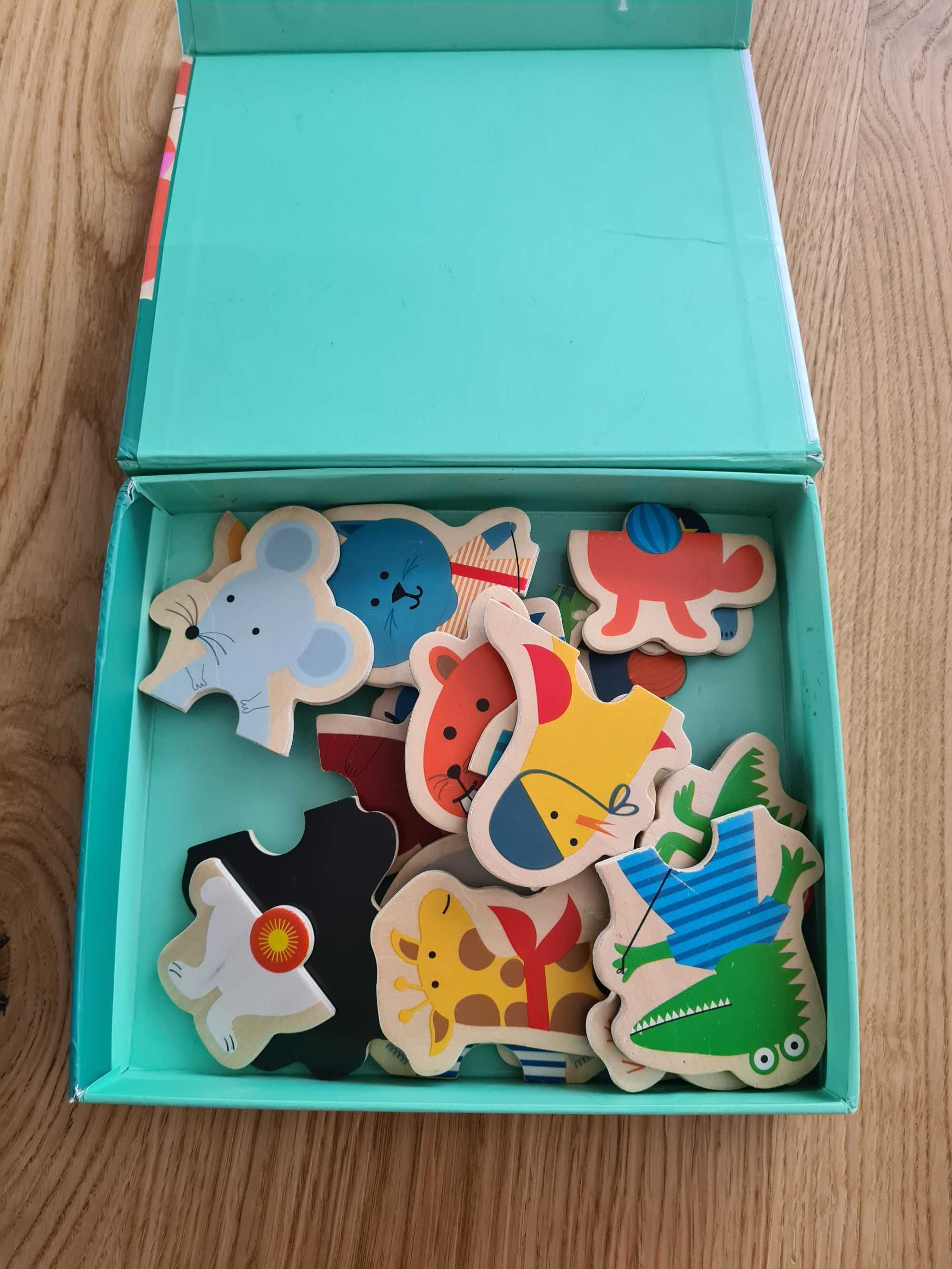 Magnetyczne puzzle drewniane zwierzątka