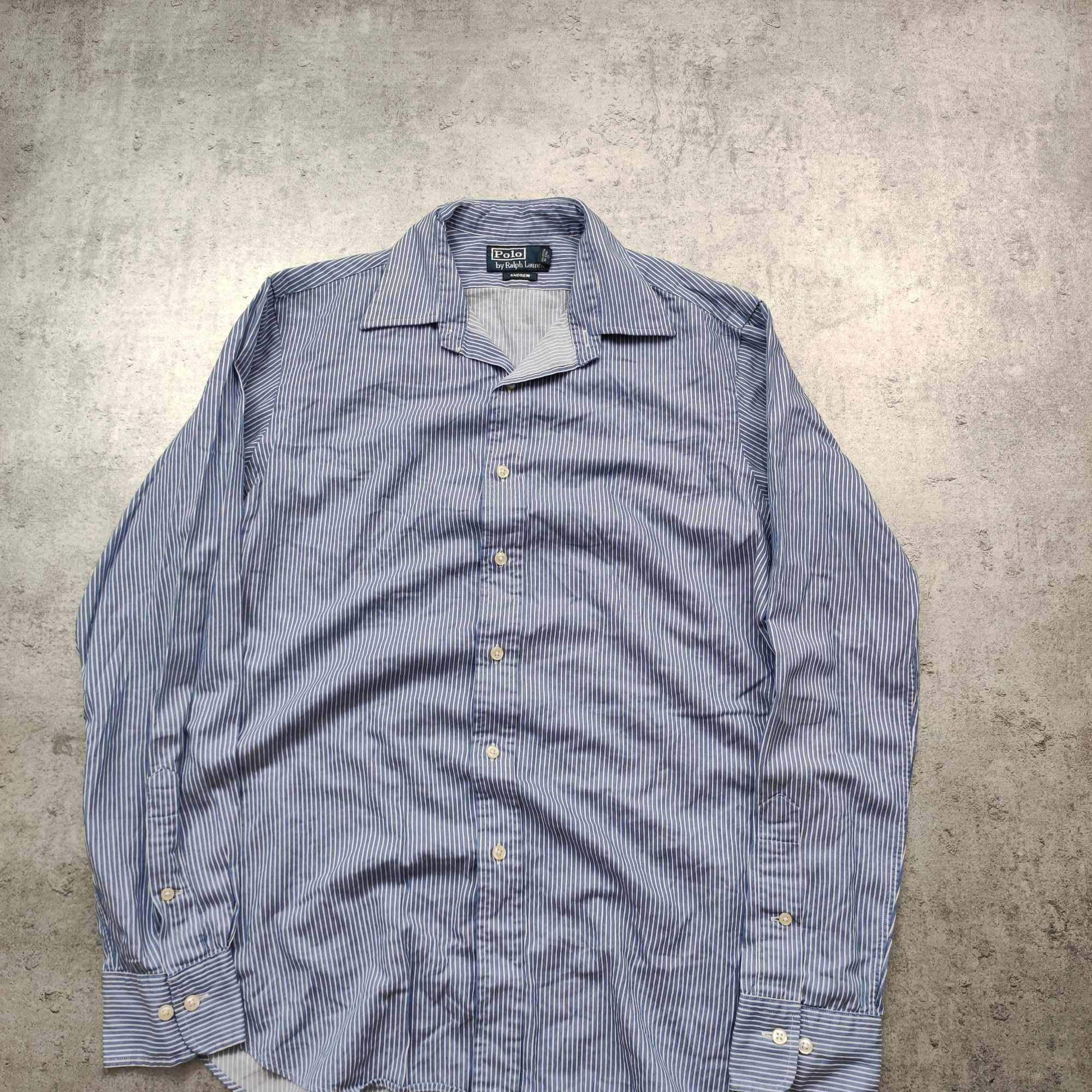 MĘSKA Elegancka PREMIUM Bawełna Koszula Paski Polo Ralph Lauren KlasS