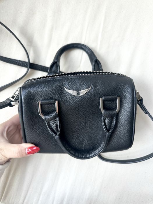 mala bolsa tiracolo pele preta zadig voltaire autêntica