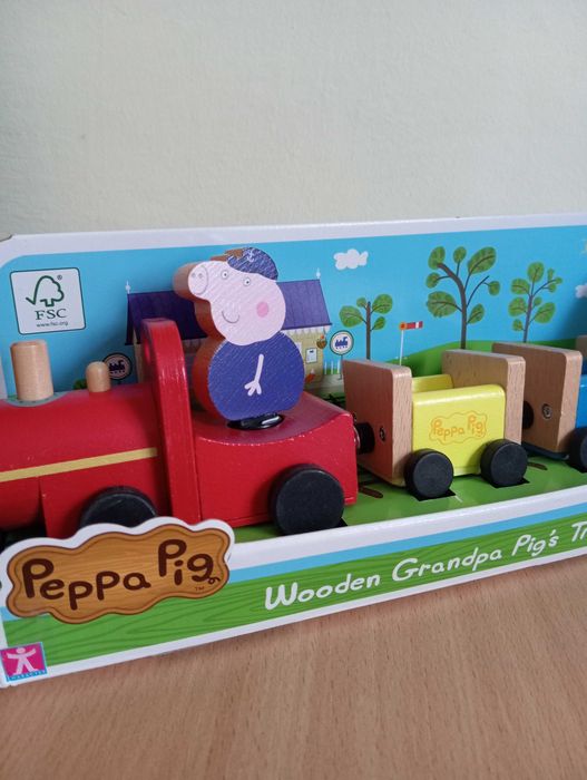 Дерев’яний ігровий набір Peppa Pig Паровозик дідуся свинки Пеппи новий