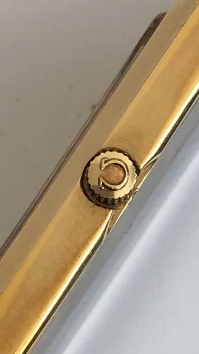 Omega Geneve Tank, nakręcany pozłacany  zegarek męski lub unisex - LUX