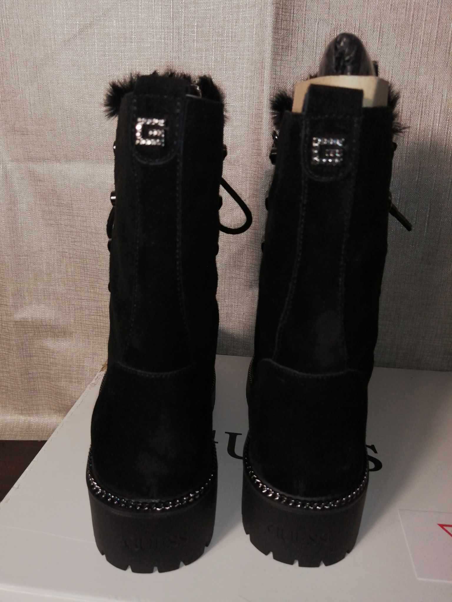 GUESS Icconn Botki Damskie Zamszowe 36 Oryginalne Buty Wysokie Czarne