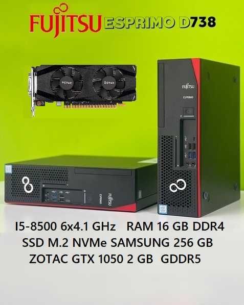 Fujitsu ESPRIMO D738 I5-8500/ 16 DDR4/ 256 SSD M.2 NVME/ GTX 1050