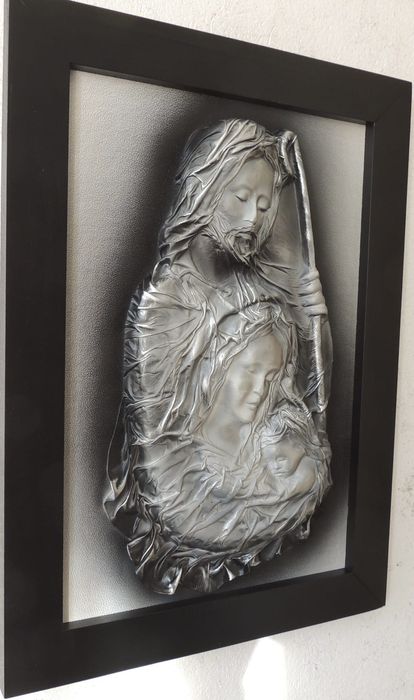 Nowoczesny, elegancki obraz ze skóry Świętej Rodziny + GRAWER