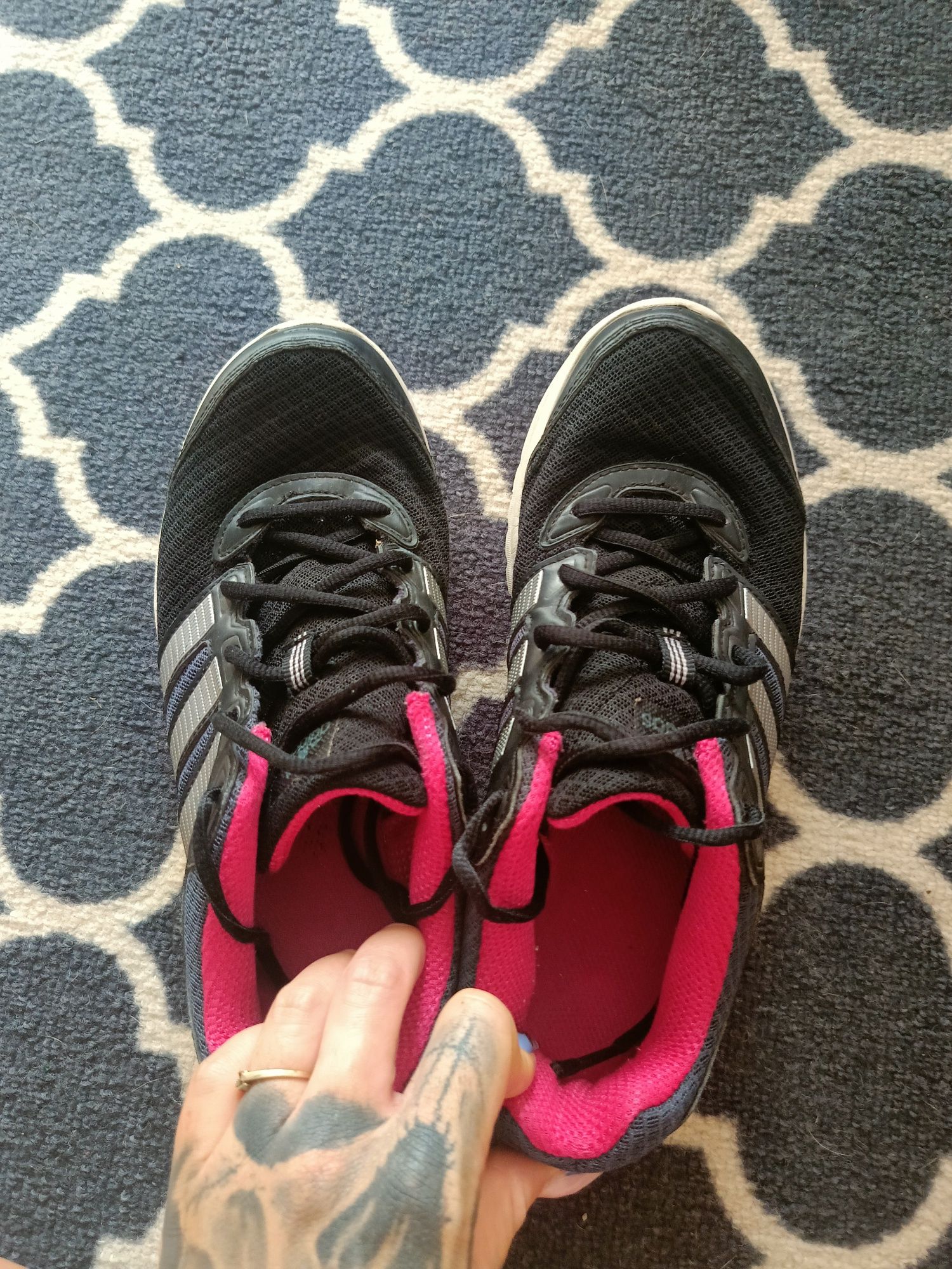 Czarno różowe super buty sportowe adidasy Adidas damskie 39 1/3
