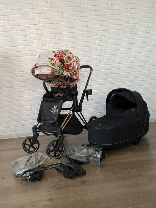 Коляска Cybex 2 в 1 Priam Lux Spring Blossom Light (шасі Rose Gold)