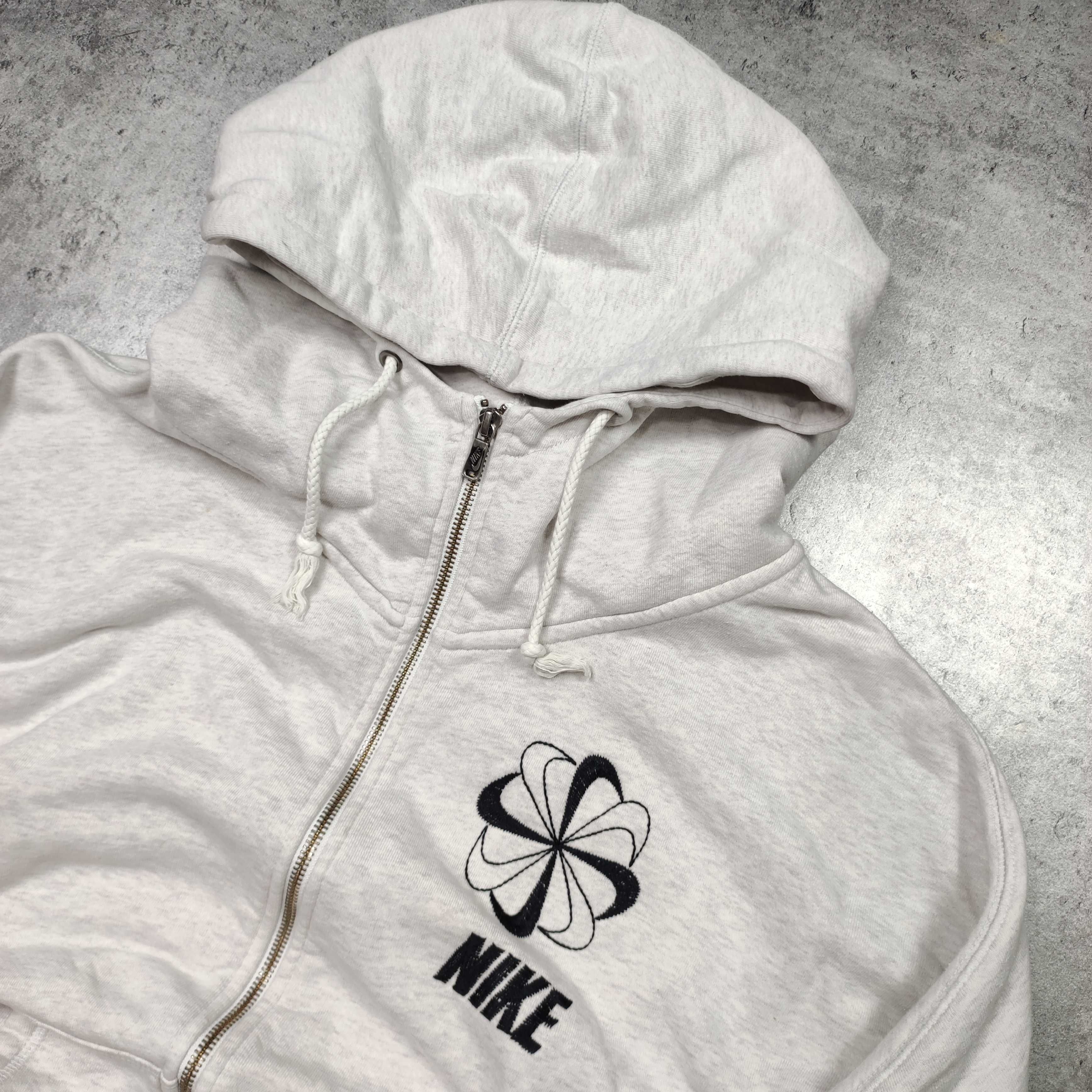 DAMSKA Bluza z Kapturem Hoodie Bawełna Run The Earth Nike Kremowa Zip