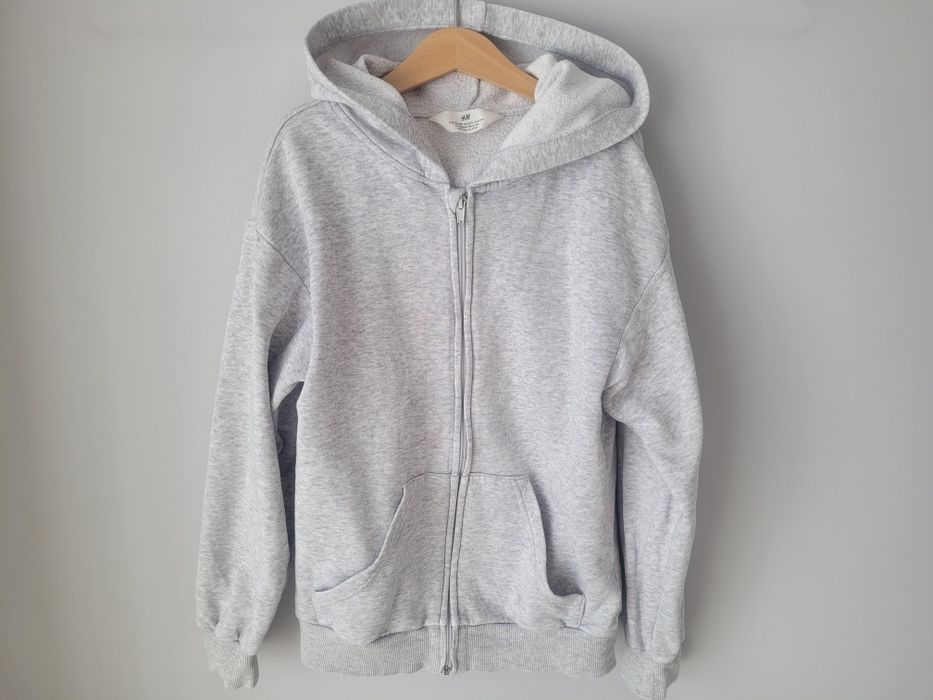 H&M szara r.134/140 bluza na zamek z kapturem stan BDB