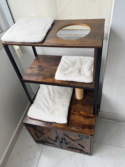 Armário com arrumação com poleiro para gato