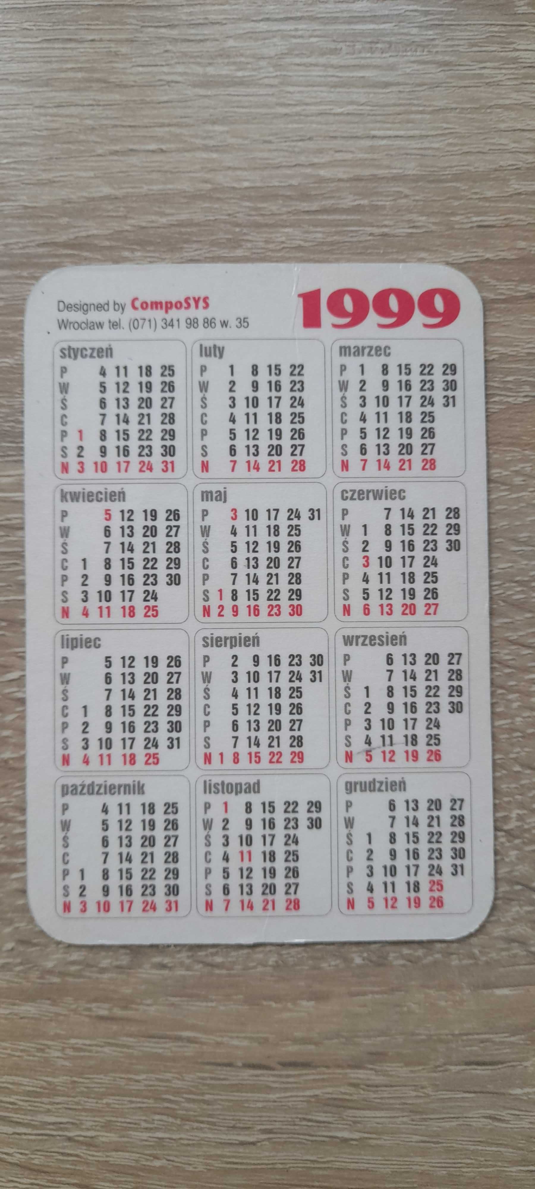 Kalendarzyk kieszonkowy (listek) - Meblotex 1999 rok