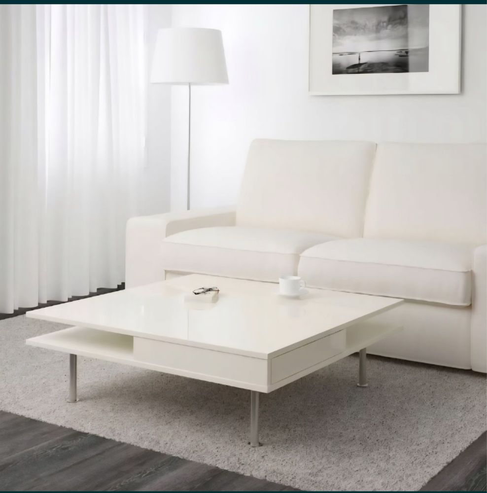 Stolik kawowy ikea bialy polysk 95 cm x 95 cm