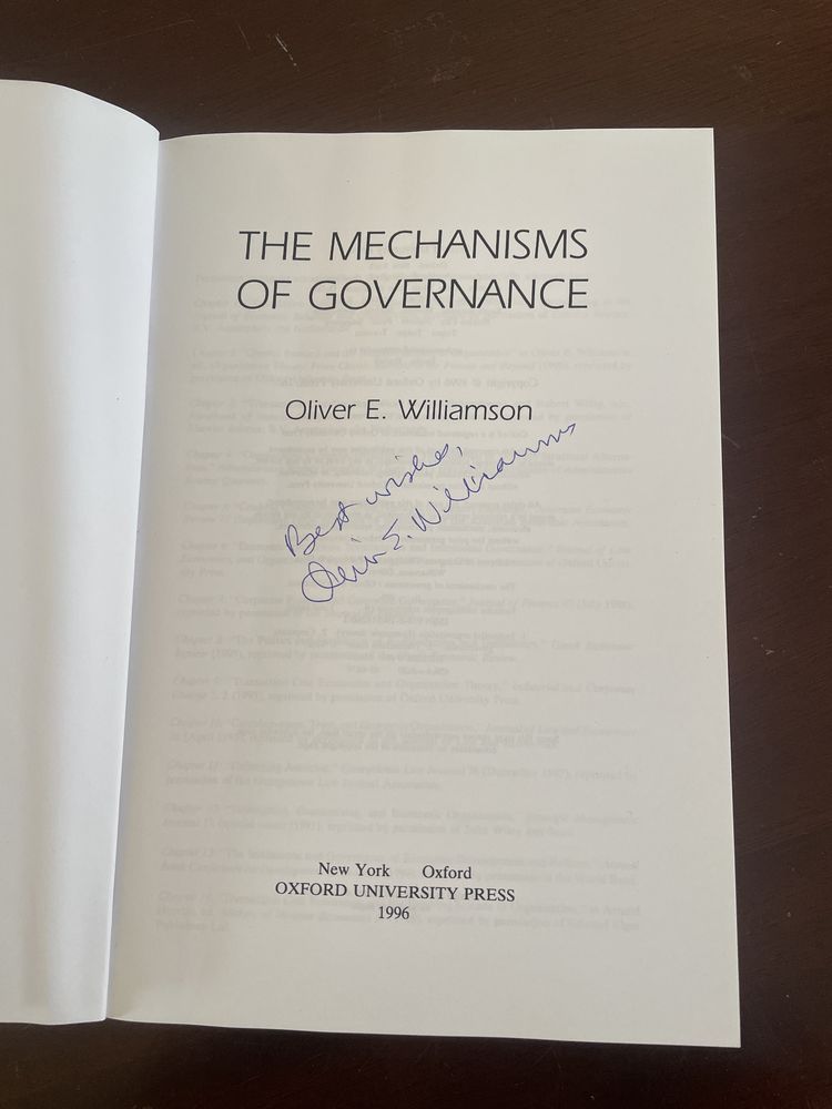 Mechanizmy rządzenia prof. Oliver E. Williamson