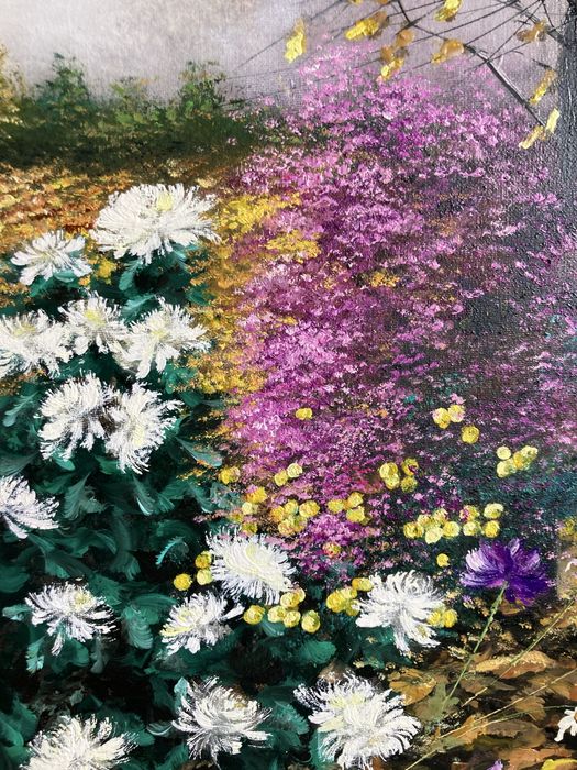 Картина олією «Осінь. Хризантеми» 50х60 см