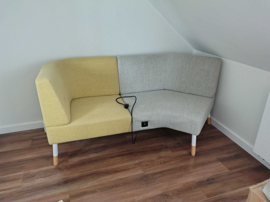Kanapa sofa z wtyczką USB szaro żółta