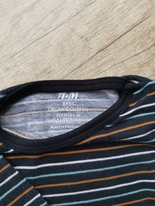 Śliczne body z długim rękawem paski H&M 56