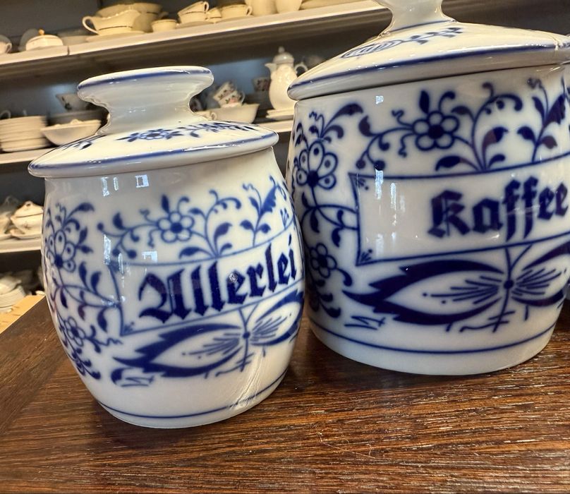 Gerold pojemmniki kuchenne kobaltowe wzór słomkowy dekoracja 1938