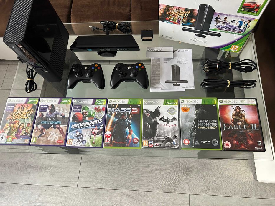 Konsola Microsoft Xbox 360 Slim E 250GB Kinect Pudełko Gry Zestaw !!