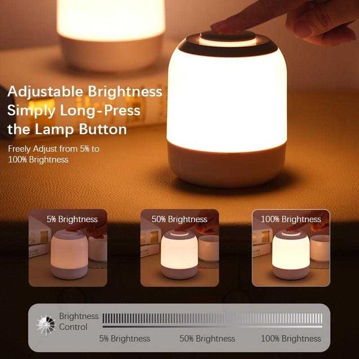 Лампа с аккумулятором 2400 mAh, настольная LED лампа, димер, ночник