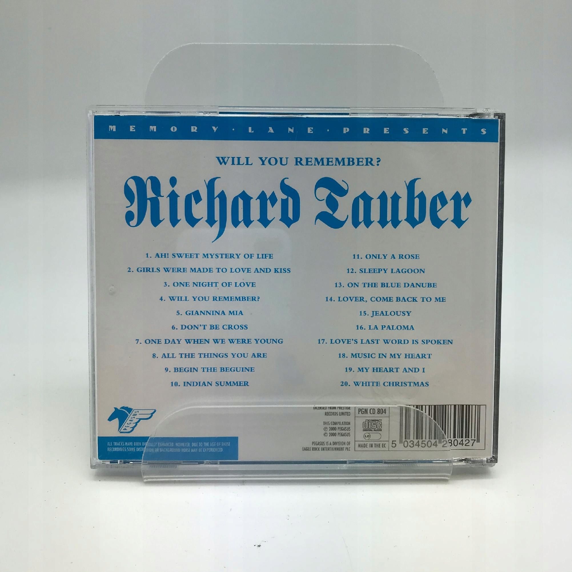 Cd - Richard Tauber - Will You Remember Muzyka Klasyczna 2000