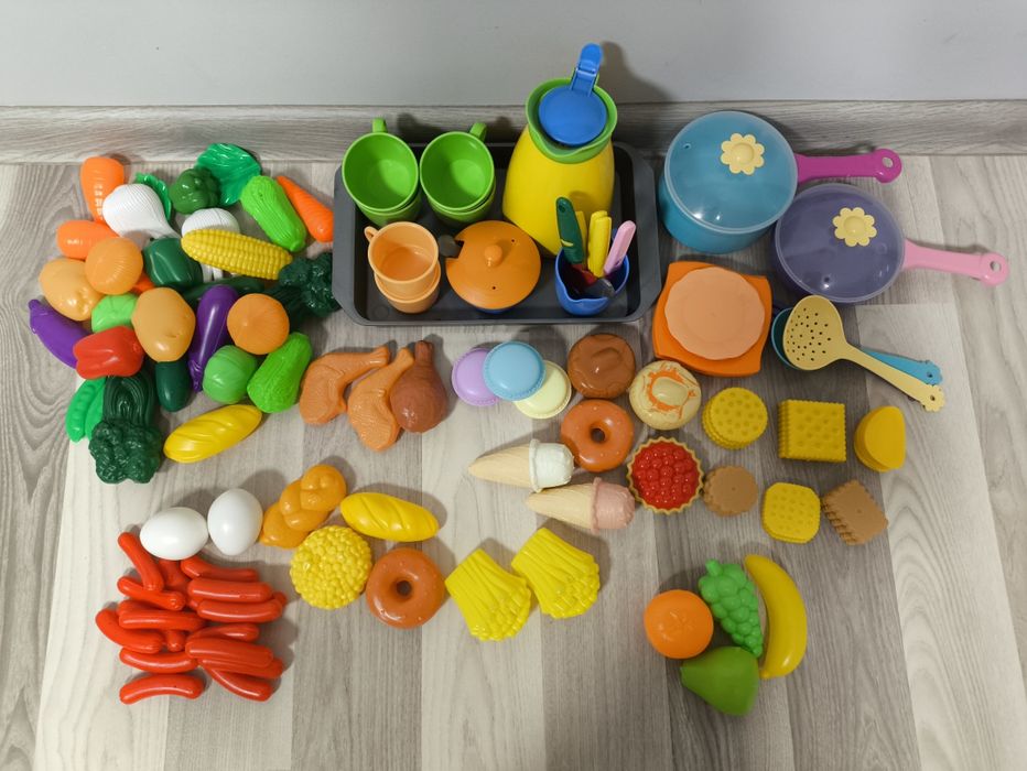 Duży zestaw do gotowania, do robienia kawy, warzywa, owoce, ciastka, l