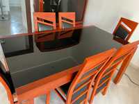 Zestaw mebli Mebin Art Modulo - stół, krzesła, szafka TV, witryna