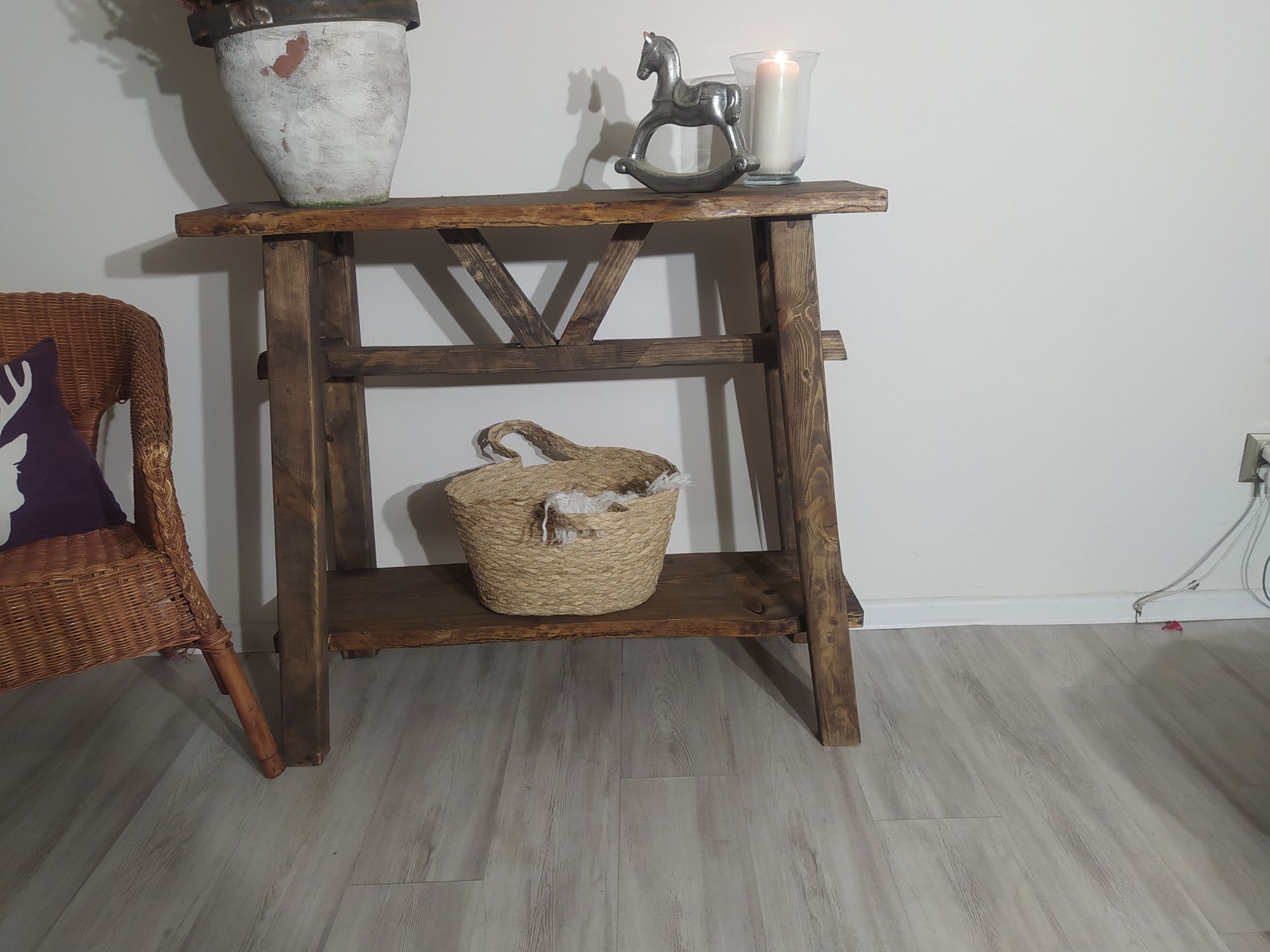 Konsola drewniana, szafka pod umywalke styl rustykalny vintage wiejski