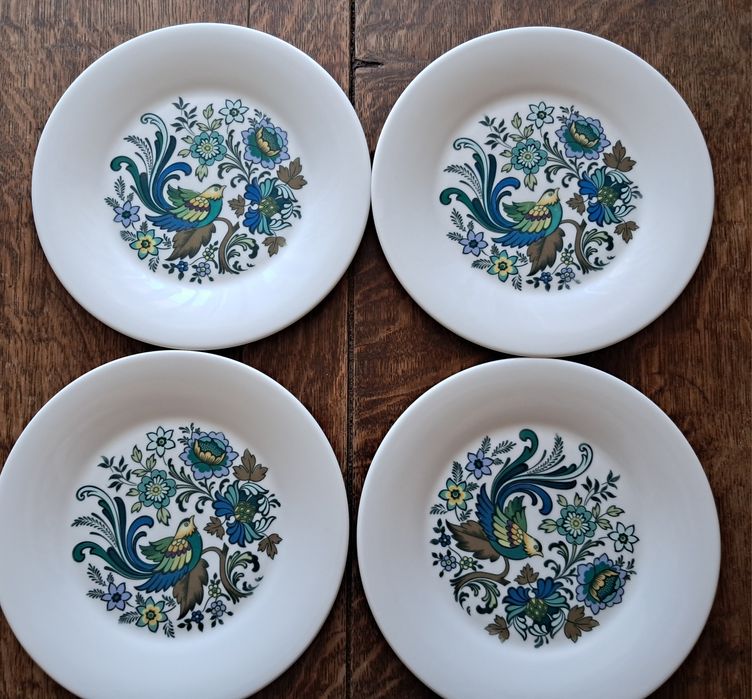 4 duże talerze talerz retro vitage stare prl kwiatowy zabytkowy